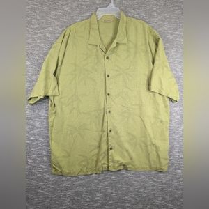 Tommy Bahama Mens XXL Short Sleeve Button Down 100% Silk Shirt Casual Palm Trees